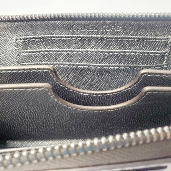 Michael Kors Jet Set Travel Continental Nickel Metallic Sheen Wallet Holiday - Picture 2 of 8